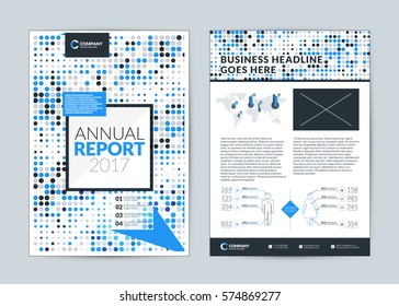 Annual report cover design template. Vector flyer design template. Cover layout design with abstract background. Blue color theme. Vector illustration