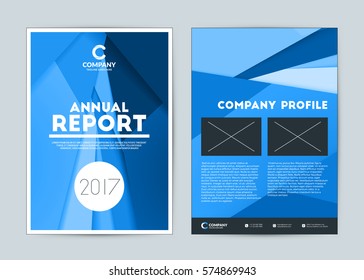 Annual report cover design template. Vector flyer design template. Cover layout design with abstract background. Blue color theme. Vector illustration