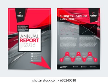 Annual report cover design template. Vector flyer mockup. Cover layout design with abstract background. Red and black color theme. Vector illustration