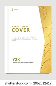 Annual report cover design using gold ornament to show the firm impression. Important document cover for companies, businesses, or organizations. 