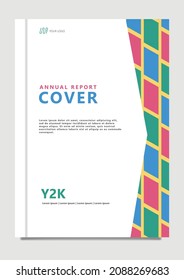 Annual report cover design using futuristic blue shapes. An important document for companies, corporations, and organizations.