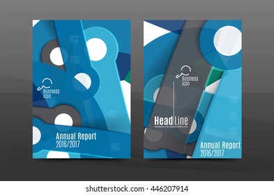 Cobertura do relatório anual. Fundo geométrico abstrato. Folheto, apresentação do modelo de folheto, folheto informativo