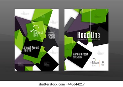 Annual report cover. Geometric abstract background. Brochure, flyer template layout, vector leaflet
