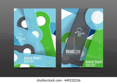 Cobertura del informe anual. Fondo abstracto geométrico. Folleto, diseño de plantilla de volante, folleto vectorial