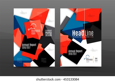 Annual report cover. Geometric abstract background. Brochure, flyer template layout, vector leaflet