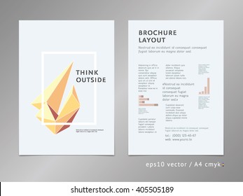 Annual report cover layout. Brochure, catalog, flyer page template. Think outside the box concept. Low polygonal flames design, sharp surfaces, minimalist modernist color style. Rectangular shape.