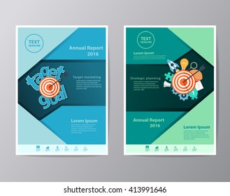 Annual report cover Leaflet Brochure Flyer template A4 size, With Target and market in flat design, book cover layout design, Abstract presentation templates Vector illustration modern design
