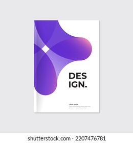 Annual report, cover, poster, handbill, leaflet design template. Gradient pattern. Mockup. Violet geometric abstract figure shape on white brochure