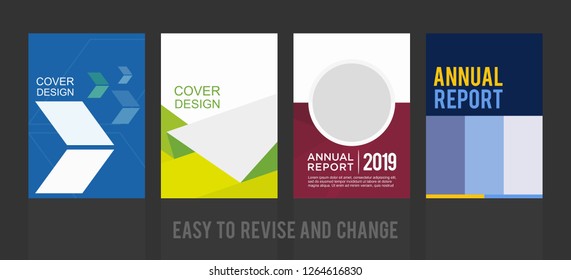 Annual Report Cover Set. Graphic Design Template. Layout Book. A4 Vector Illustration. Eps 10