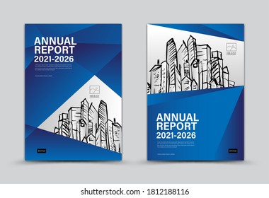 Annual report Cover template, brochure flyer, banner, web page, book design, magazine, printing, advertisement, blue abstract background