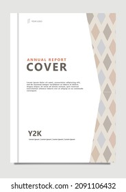 Annual report cover template with brown pastel ornaments. Important document template.