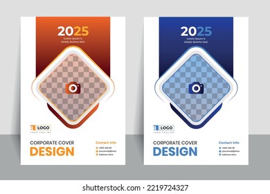 Annual report cover template, corporate brochure, booklet, flyer, 2023, 2024, 2025, magazine, simple and modern design with two color set.