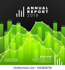 Annual report cover template with data diagrams in the background