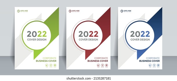 Annual report cover template with new color combination, corporate brochure, booklet, flyer, magazine, simple and modern design with 3 color set.