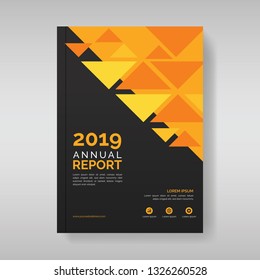 Annual report cover template with triangular geometric shapes