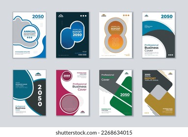 Annual report cover template or Vector business corporate book cover design template bundle