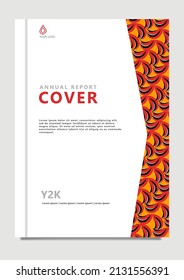 Annual report cover vector template with batik ornament for company.