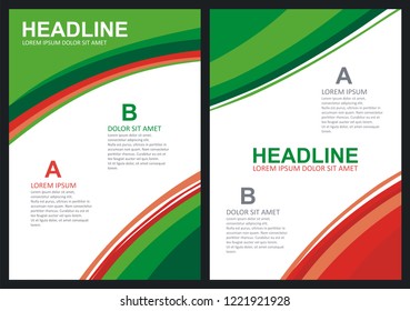 Annual Report Design, with Green, red, and orange color combination, suitable for Flyer, Brochure, book cover and other