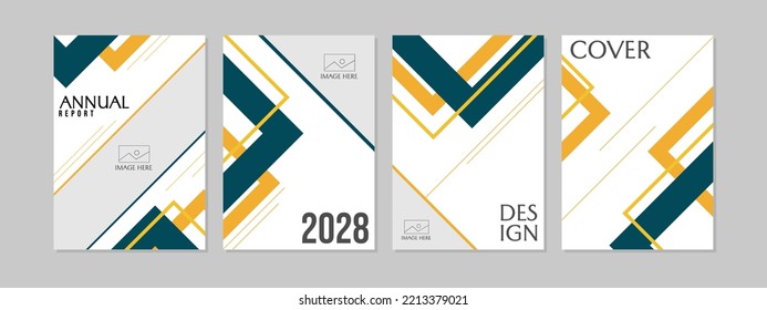 Annual report design set.elegant design with abstract triangle shape. Leaflet presentation, book cover templates, layout in A4 size. vector.