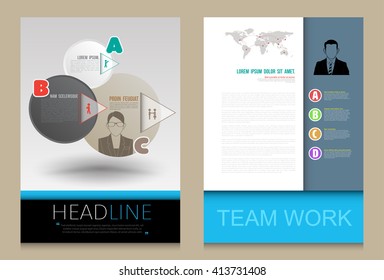 Annual report design template, Leaflet cover presentation abstract flat background, layout in A4 size. Vector illustration. 