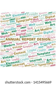 Annual Report Design word cloud. Wordcloud made with text only.