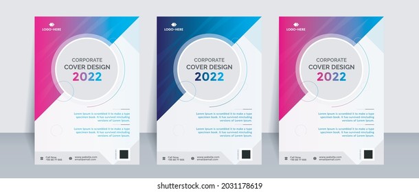 Annual report first page design, corporate, business cover template, unique and creative concept with awesome gradient color