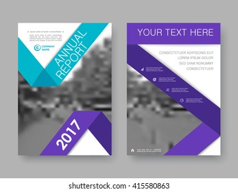 Annual Report, Flyer, Brochure. Front Page And Back Page, Book Cover Layout Design.  Design Layout Template In A4 Size . Turquoise And Purple Version .