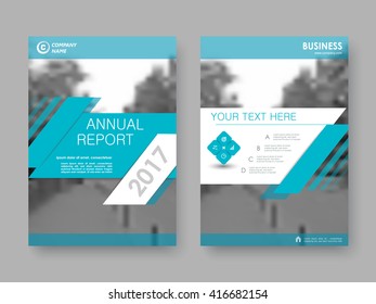 Annual report, flyer, brochure. Front page and back page, book cover layout design. Design layout template in A4 size . Turquoise version .