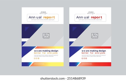 Annual report flyer design cover page template 2 color full design layout	