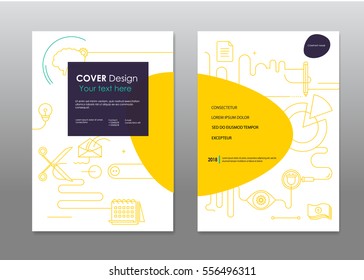 Annual report, flyer, presentation, brochure. Front page, book cover layout design. Design layout template in A4 size . Abstract yellow templates