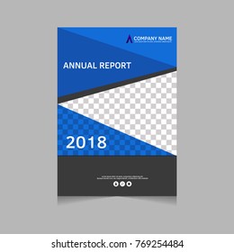 Annual report, flyer, presentation, brochure. Front page, book cover layout design. Design layout template in A4 size . Abstract blue template.