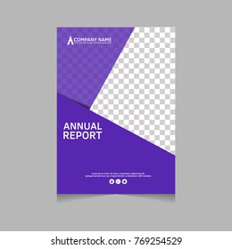 Annual report, flyer, presentation, brochure. Front page, book cover layout design. Design layout template in A4 size . Abstract purple template.