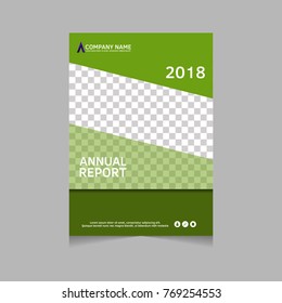 Annual report, flyer, presentation, brochure. Front page, book cover layout design. Design layout template in A4 size . Abstract green template.