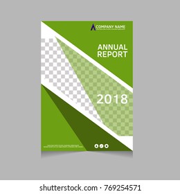 Annual report, flyer, presentation, brochure. Front page, book cover layout design. Design layout template in A4 size . Abstract green template.