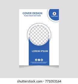 Annual report, flyer, presentation, brochure. Front page, book cover layout design. Design layout template in A4 size . Abstract blue template.