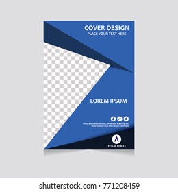 Annual report, flyer, presentation, brochure. Front page, book cover layout design. Design layout template in A4 size . Abstract blue template.