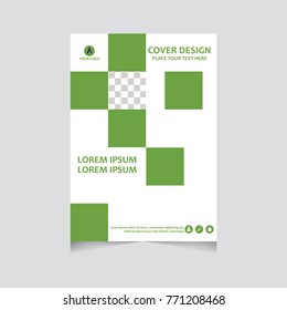 Annual report, flyer, presentation, brochure. Front page, book cover layout design. Design layout template in A4 size . Abstract green template.