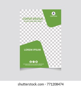 Annual report, flyer, presentation, brochure. Front page, book cover layout design. Design layout template in A4 size . Abstract green template.