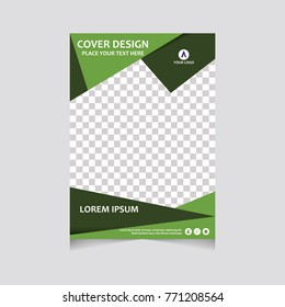 Annual report, flyer, presentation, brochure. Front page, book cover layout design. Design layout template in A4 size . Abstract green template.