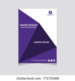 Annual report, flyer, presentation, brochure. Front page, book cover layout design. Design layout template in A4 size . Abstract purple template.
