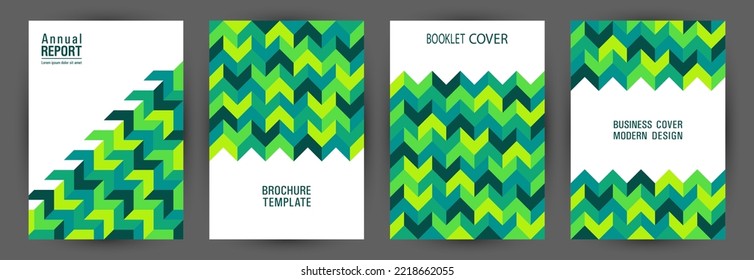 Annual report front page layout set graphic design. Swiss style modern placard layout set Eps10. Mosaic geometric elements theme A4 card design