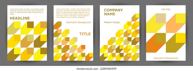 Annual report front page mokup collection vector design. Suprematism style trendy poster template collection vector. Tile geometric shapes pattern A4 cover design