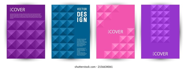Annual report front page template bundle geometric design. Modernism style abstract banner template bundle Eps10. Mosaic geometric elements theme A4 card design
