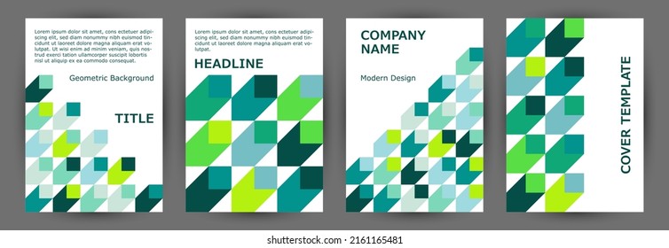 Annual report front page template collection A4 design. Minimalist style colorful folder template collection Eps10. Tile geometric elements pattern vertical cover design