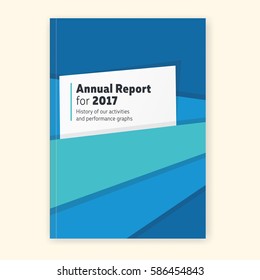 Annual report graphic template. Standard dimension cover for annual report, pocket for documents, magazines or else. Minimal vector design.