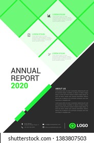 Annual report green template. Vector illustration.