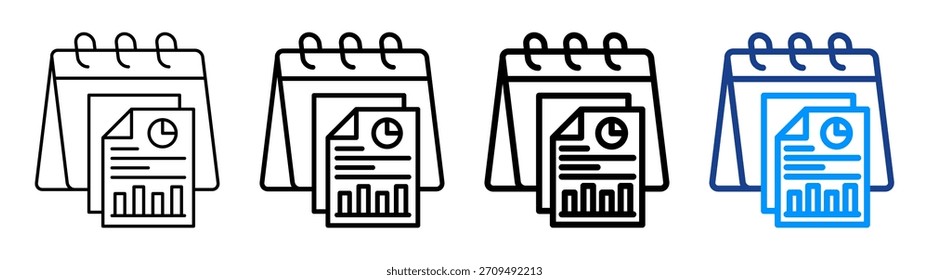 Annual Report Icon Different Outline Collection Set