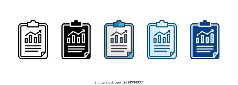 Relatório Anual Ícone Definir Coleção de Vários Estilos