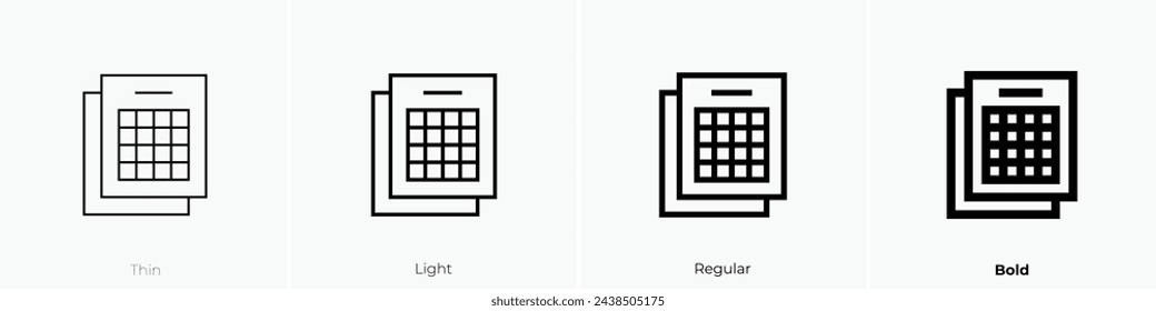 icono de informe anual. Diseño de estilo fino, ligero, regular y audaz aislado sobre fondo blanco