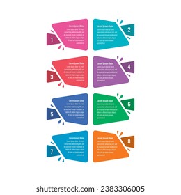 informe anual, Internet, educación, negocios, plantilla de información de revista. plantilla de infografía de ocho pasos. plantilla de información geométrica